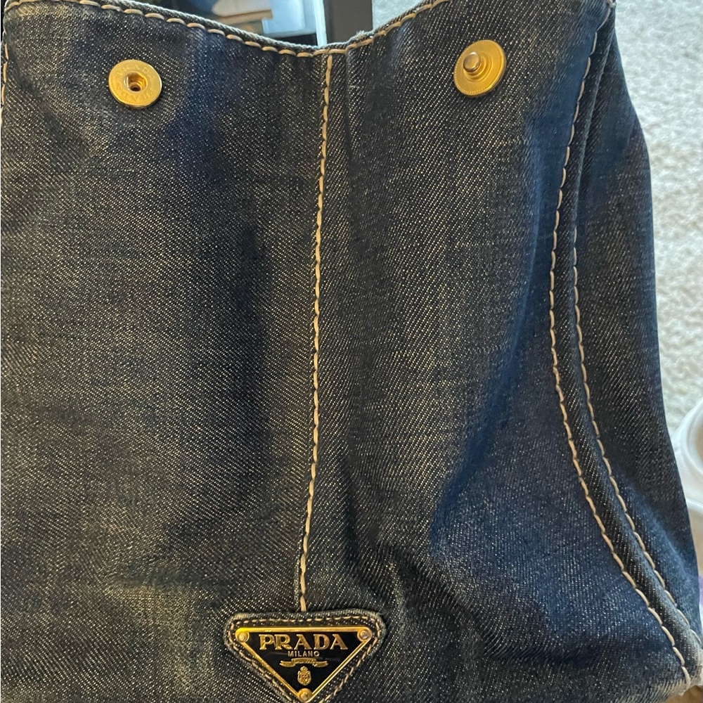 Prada Blue Denim Canada bag with Red Embroidery - Picture 2 of 5